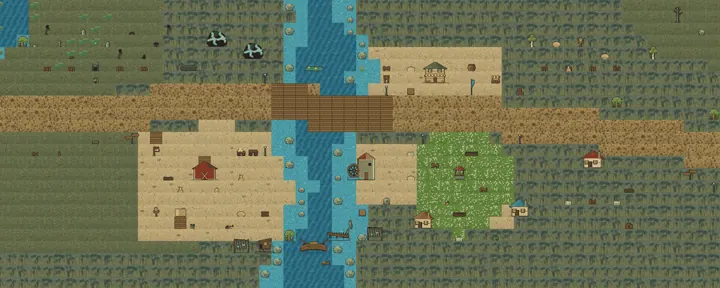 A Wanderer town with roads, water and services